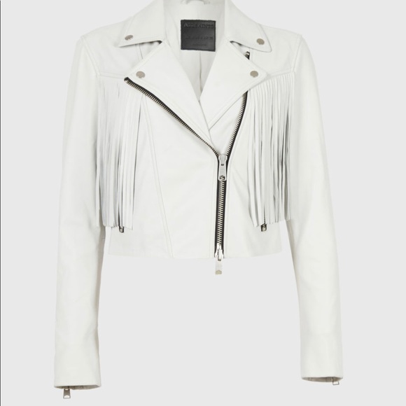 RARE Allsaints ELORA TASSEL genuine leather biker matte black jacket size 2 BNWT - Picture 15 of 15